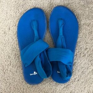 Sanuk Yoga Sling Flip Flops - Royal Blue, Size 8